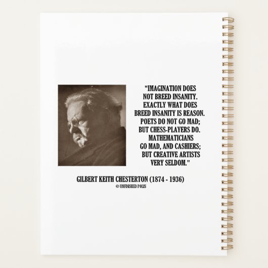 G.K. Chesterton Imagination Insanity Creative Planer (Rückseite)