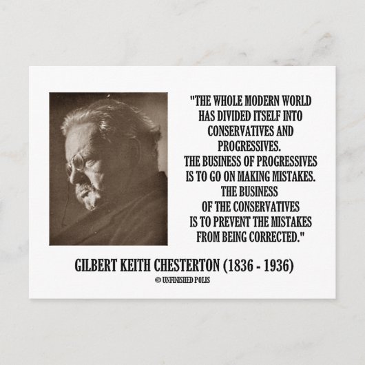 G.K. Chesterton Konservative Progressive Mistake Postkarte (Vorderseite)