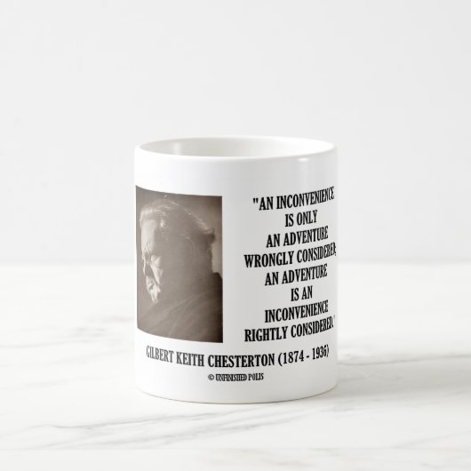 G.K. Chesterton Unannehmlichkeits-Abenteuer Kaffeetasse (Mittel)