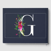G Letter Initial Monogram Floral Name Wedding Gästebuch (Rückseite)