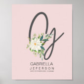 G Letter Monogram Blush Floral Decor Poster (Vorne)