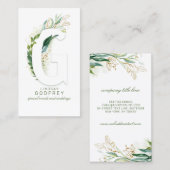 G Letter Monogram Gold Greenerity Blätter Elegant Visitenkarte (Vorne/Hinten)