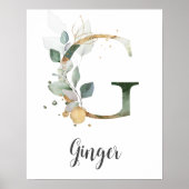 G Letter Monogram Greenerity Kinderzimmer Name Wal Poster (Vorne)