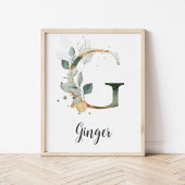 G Letter Monogram Greenerity Kinderzimmer Name Wal Poster