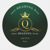 G - Letter Monogram Round Aufkleber (Vorderseite)