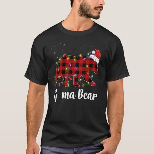 G ma Bear Buffalo Red Plaid Matching Family Christ T-Shirt (Vorderseite)