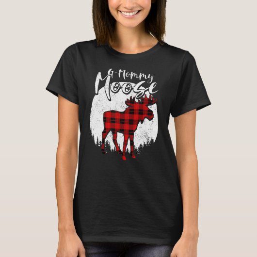 G Mommy Moose Red Plaid Buffalo Matching Family Pa T-Shirt (Vorderseite)