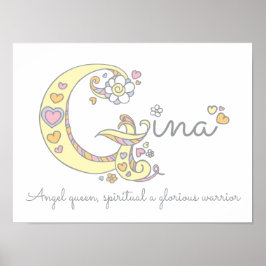 G monogram art Gina girls name meint poster