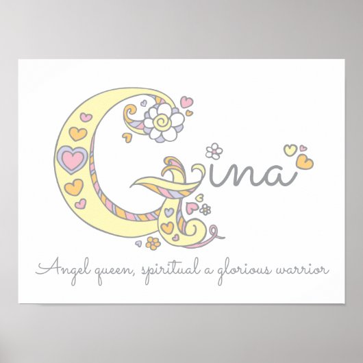 G monogram art Gina girls name meint poster (Vorne)