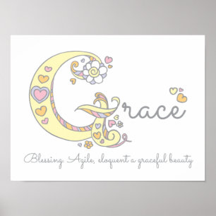 G monogram art Grace Girls Name bedeutet Plakat