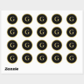 G: Monogram G Elegant Gold and Black Stickers (Blatt)