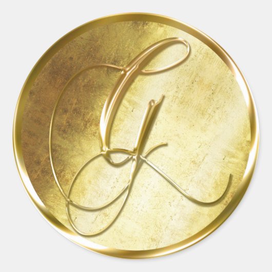 G Monogram Imitate Gold Umschlag Aufkleber Sticker (Vorderseite)