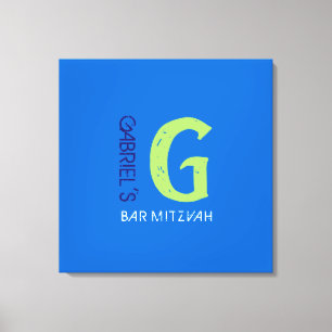 G Monogram, Initial Bar Bat Mitzvah Sign-In Board Leinwanddruck