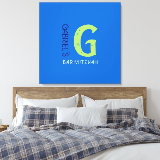 G Monogram, Initial Bar Bat Mitzvah Sign-In Board Leinwanddruck (Insitu (Schlafzimmer))