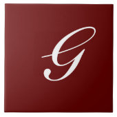G Monogram Initial White on Maroon Fliese (Vorderseite)