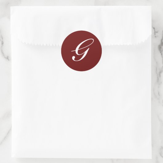 G Monogram Initial White on Maroon Runder Aufkleber (Tasche)