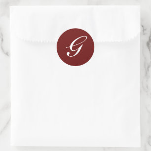 G Monogram Initial White on Maroon Runder Aufkleber