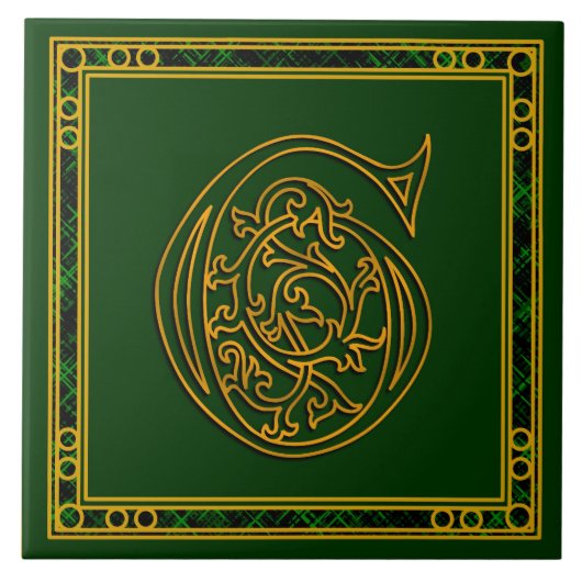 G Monogram "Irish Gold on Green" Keramik Tiles Fliese (Vorderseite)