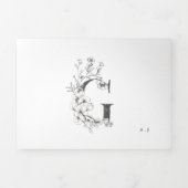 'G' Monogram Schöne gezeichnete Blumenhochzeit Dreifach Gefaltete Einladung (Cover)