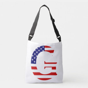G Monogram überlagert auf der US-Flagge cbcn Tragetaschen Mit Langen Trägern