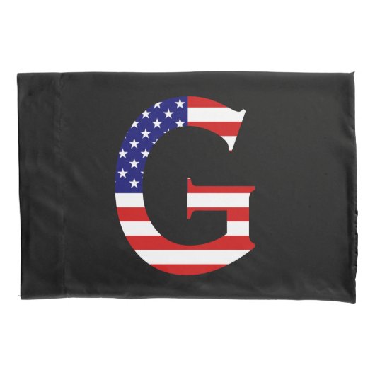 G Monogram überlagert auf US Flag Pccle Kissenbezug (Vorderseite)