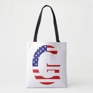 G Monogram überlagert sich auf der Flagge der USA Tasche