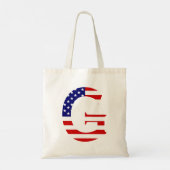 G Monogram überlagert sich auf der Flagge der USA Tragetasche (Rückseite)