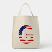 G Monogram überlagert sich auf US Flag Gtcnt Tragetasche (Rückseite)