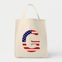 G Monogram überlagert sich auf US Flag Gtcnt Tragetasche