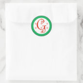 G Monogram (Whimsical Christmas) Runder Aufkleber (Tasche)