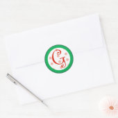 G Monogram (Whimsical Christmas) Runder Aufkleber (Umschlag)