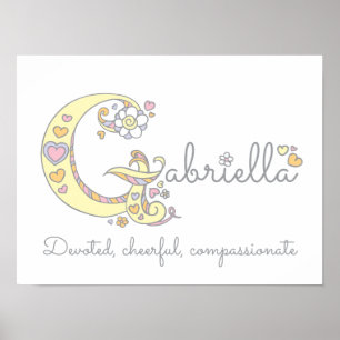 G monogramm art Gabriella girls name meint poster