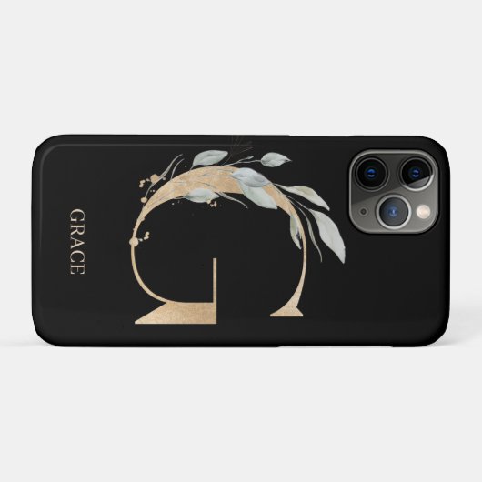 G Monogramm Floral Personalisiert Case-Mate iPhone Hülle (Rückseite (Horizontal))