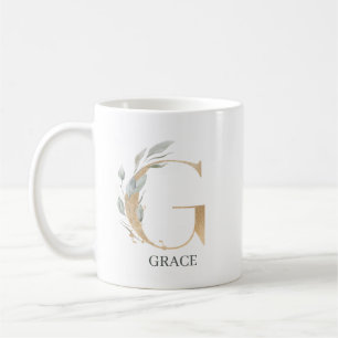 G Monogramm Floral Personalisiert Kaffeetasse