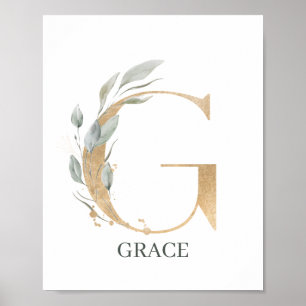 G Monogramm Floral Personalisiert Poster