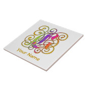 G Monogramm Ihr Name "Gothic Rainbow" Keramik Tile Fliese (Seite)