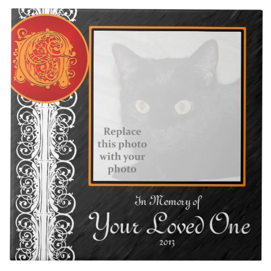 G Monogramm "In Gedächtnis deines Liebsten" Tile Fliese (Vorderseite)