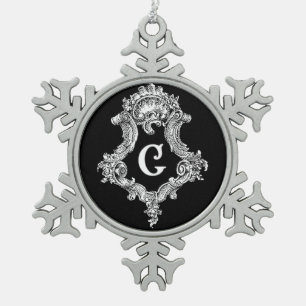 G-Monogramm-Initialen-Verzierung Schneeflocken Zinn-Ornament