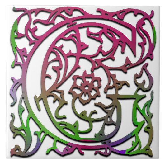 G Monogramm Keramik "Besque Garden" Fliese (Vorderseite)