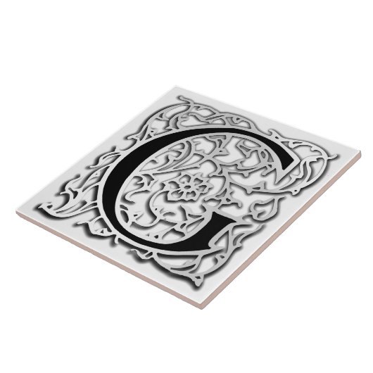 G Monogramm Keramik "Silver Besque" Fliese (Seite)