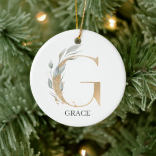 G Monogramm Personalisierte Keramik Floral Ornament