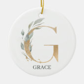 G Monogramm Personalisierte Keramik Floral Ornament (Vorne)