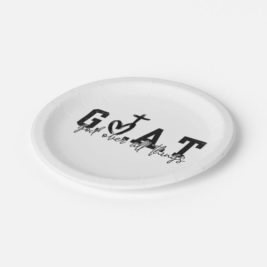 G.O.A.T. Gott über alles Christliche Jesus Pappteller (Schrägansicht)