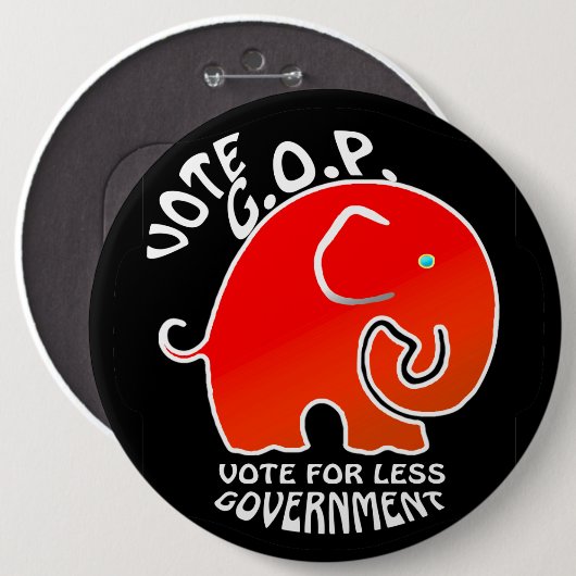 G.O.P. Elephant less Government (Button) Button (Vorne & Hinten)