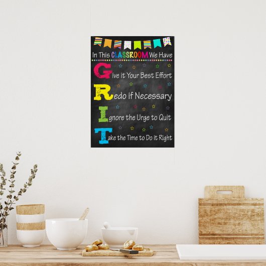 G.R.I.T. Akronym-Poster - Wachstumsmindset Poster (Küche)