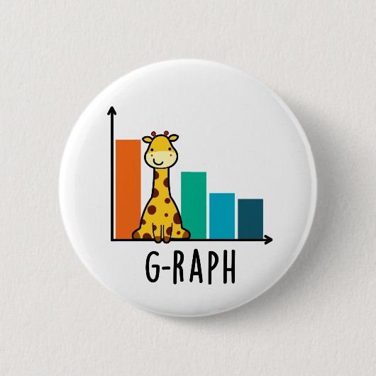 G-raph Funny Giraffe Graph Pun Button (Vorderseite)
