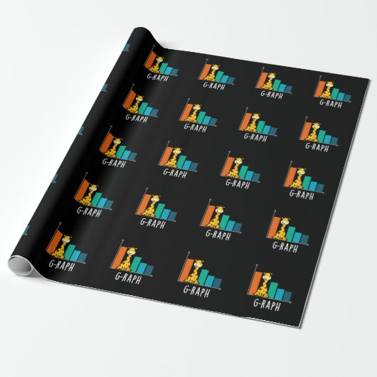 G-raph Funny Giraffe Graph Pun Dark BG Geschenkpapier (Ungerollt)