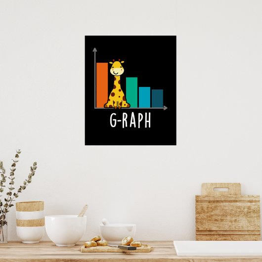 G-raph Funny Giraffe Graph Pun Dark BG Poster (Küche)