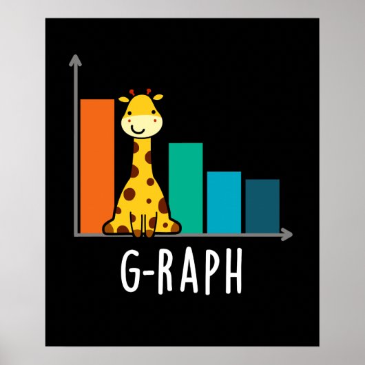 G-raph Funny Giraffe Graph Pun Dark BG Poster (Vorne)