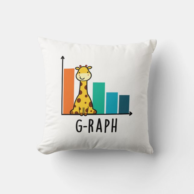 G-raph Funny Giraffe Graph Pun Kissen (Vorderseite)
